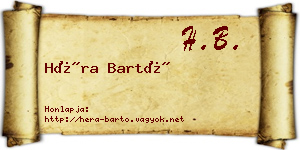 Héra Bartó névjegykártya